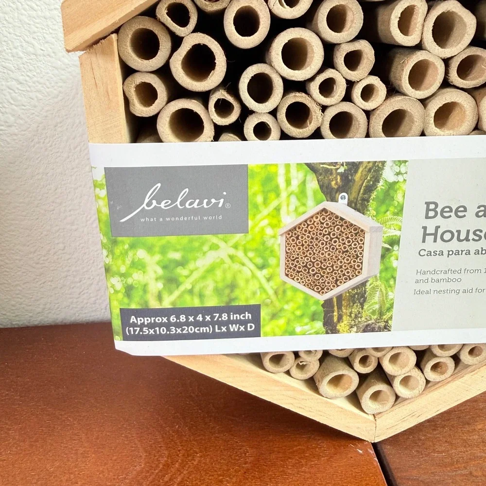 Belavi Bee and Insect House Tan Bamboo Wood Hexagonal Nesting Aid